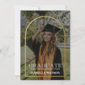 モダン金ゴールドアーチ写真グラッドパーティー 招待状 (正面)