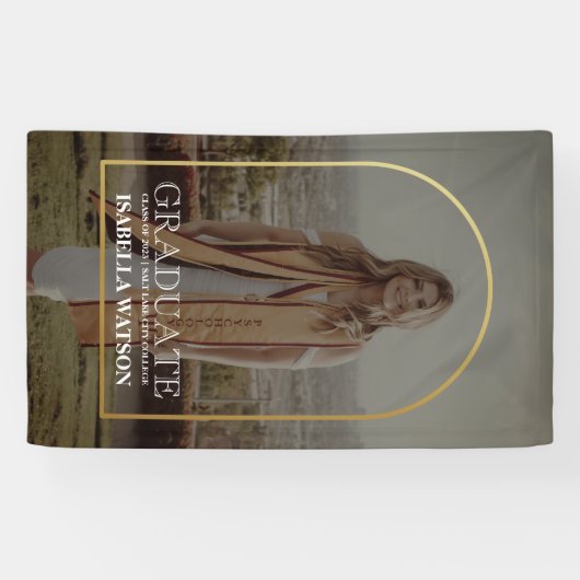 モダン金ゴールドアーチ写真グラッドパーティー 横断幕 (横)