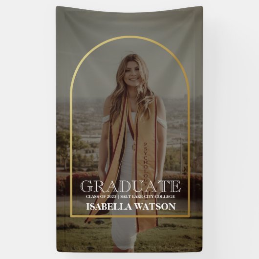 モダン金ゴールドアーチ写真グラッドパーティー 横断幕 (縦)