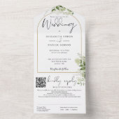 モダン金ゴールドアーチQRコード緑結婚園 オールインワン招待状 (内側)