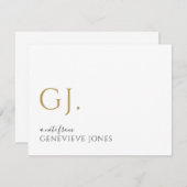 モダン金ゴールドイニシャル名の通知元 ノートカード (正面/裏面)