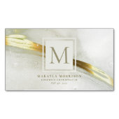 モダン金ゴールドインクモノグラム名刺マグネット マグネット名刺 (正面)