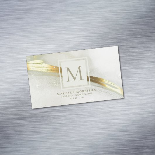 モダン金ゴールドインクモノグラム名刺マグネット マグネット名刺 (インサイチュ)