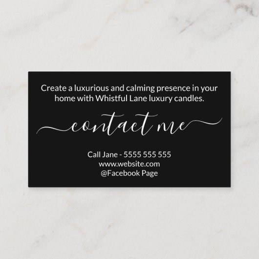 モダン金ゴールドインクロゴキャンドル及び石鹸 名刺 (裏面)