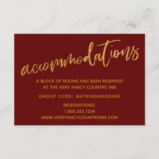 モダン金ゴールドウェーブズ結婚ブルゴーニュ宿泊施設 エンクロージャーカード (正面)