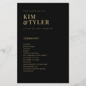 モダン金ゴールドエレガントと黒の結婚式プログラム チラシ (正面)