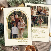 モダン金ゴールドエレガントアーチ写真クリスマスハッピーホール シーズンカード