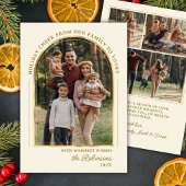 モダン金ゴールドエレガントアーチ写真クリスマスハッピーホール シーズンカード