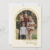 モダン金ゴールドエレガントアーチ写真クリスマスハッピー シーズンカード (正面)