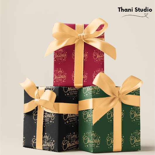 モダン金ゴールドエレガントクリスマスニューイヤーホリデイ サテンリボン