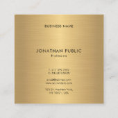 モダン金ゴールドエレガントグラモールラグジュアリーテンプレートトレンディー スクエア名刺 (裏面)