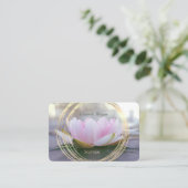 モダン金ゴールドエレガントサークルピンクロータス 名刺 (スタンド正面)