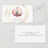 モダン金ゴールドエレガントサークルヨガガガールロータス 名刺 (正面/裏面)