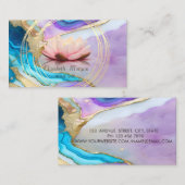 モダン金ゴールドエレガントサークルロータスマーブル 名刺 (正面/裏面)