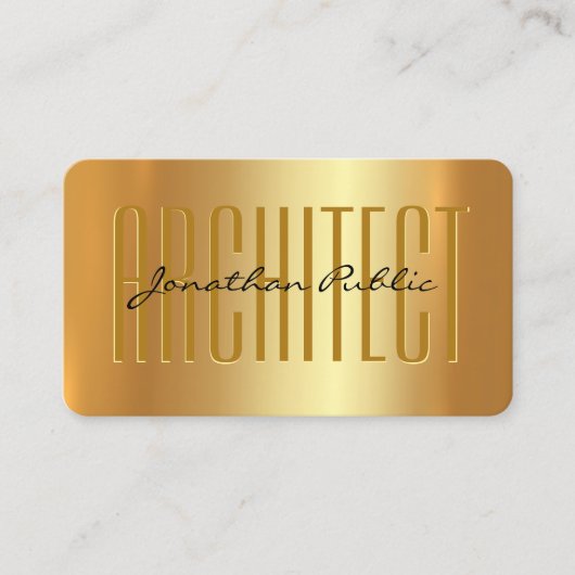 モダン金ゴールドエレガントタイポグラフィScript Architect 名刺 (正面)