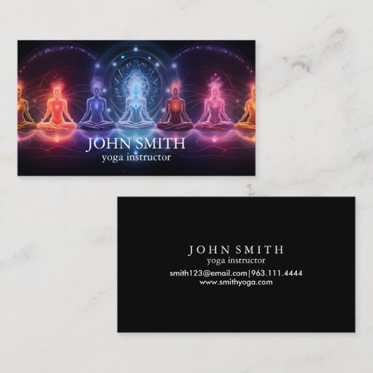 モダン金ゴールドエレガントチャクラスピリチュアルエネルギーヨガ 名刺 (正面/裏面)