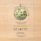 モダン金ゴールドエレガントドードルオーナメント アクリル招待状 (正面)