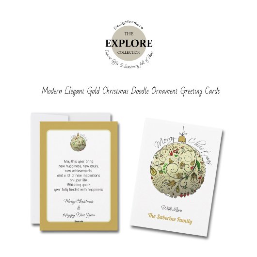 モダン金ゴールドエレガントドードルオーナメント シーズンカード