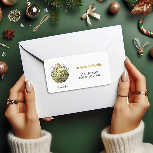 モダン金ゴールドエレガントドードルオーナメント ラベル