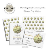 モダン金ゴールドエレガントドードルオーナメント 招待状