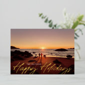 モダン金ゴールドエレガントハッピーホリデー写真 箔シーズンカード (立ち正面)