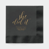 モダン金ゴールドエレガントフォント卒業党 箔ナプキン (正面)