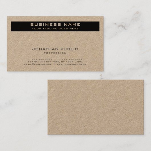 モダン金ゴールドエレガントプレミアムクラフトルクセ 名刺 (正面/裏面)