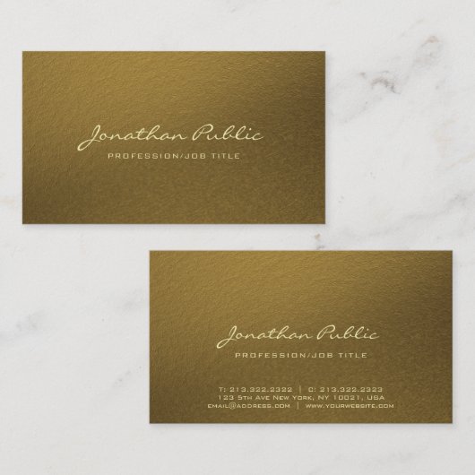 モダン金ゴールドエレガントプロフェッショナルクリエイティブ 名刺 (正面/裏面)