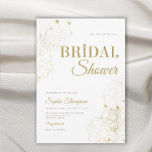 モダン金ゴールドエレガントペニースケッチブライダルシャワー