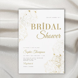 モダン金ゴールドエレガントペニースケッチブライダルシャワー 招待状