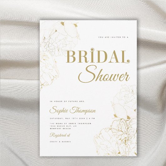 モダン金ゴールドエレガントペニースケッチブライダルシャワー 招待状