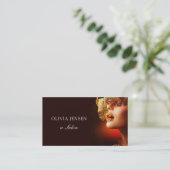 モダン金ゴールドエレガントメイクアップアーティストラグジュアリーブラック 名刺 (スタンド正面)