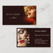 モダン金ゴールドエレガントメイクアップアーティストラグジュアリーブラック 名刺 (正面/裏面)