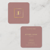 モダン金ゴールドエレガントモノグラムテンプレートラグジュアリー スクエア名刺 (正面/裏面)