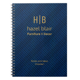 モダン金ゴールドエレガントモノグラムネイビーブルースクウェア ノートブック