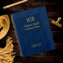 モダン金ゴールドエレガントモノグラムネイビーブルースクウェア