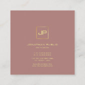 モダン金ゴールドエレガントルックモノグラムプロフェッショナル スクエア名刺 (裏面)