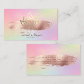 モダン金ゴールドエレガントロータスブラシストロークHologrphic 名刺 (正面/裏面)