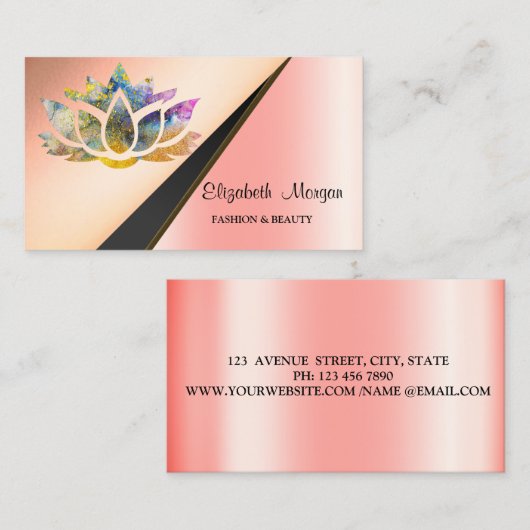 モダン金ゴールドエレガント幾何シック・ロータス 名刺 (正面/裏面)