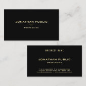 モダン金ゴールドエレガント文字ブラックテンプレートトップトレンディー 名刺 (正面/裏面)