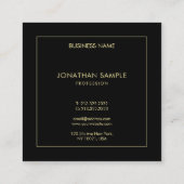 モダン金ゴールドエレガント文字ブラックプロフェッショナル スクエア名刺 (裏面)