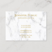 モダン金ゴールドエレガント文字ホワイトマーブルテンプレート 名刺 (裏面)