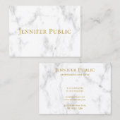 モダン金ゴールドエレガント文字ホワイトマーブルテンプレート 名刺 (正面/裏面)