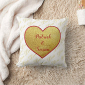 モダン金ゴールドエレガント赤いハートラブヴァレンティーンズデイ クッション (ブランケット)