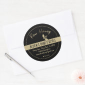 モダン金ゴールドオン黒の生の蜂蜜の様式化ミツバチ ラウンドシール (封筒)