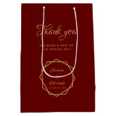 モダン金ゴールドオンBurgundy幾何学的結婚式の引き出物 ミディアムペーパーバッグ (裏面)