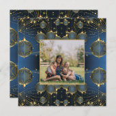 モダン金ゴールドオーナメント写真 シーズンカード (正面/裏面)