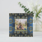 モダン金ゴールドオーナメント写真 シーズンカード (スタンド正面)