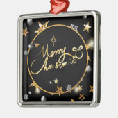 モダン金ゴールドカッコいいブラック金属製メリークリスマス メタルオーナメント (左)