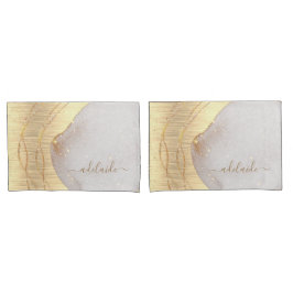 モダン金ゴールドガーリーグリッタースクリプト名 枕カバー